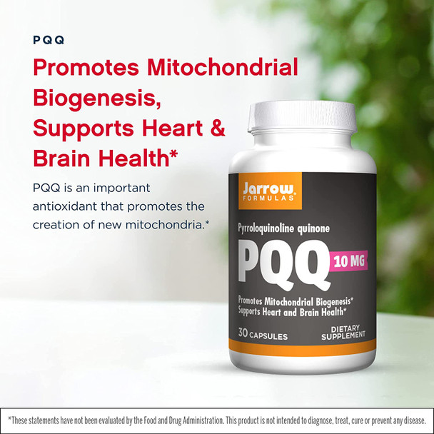 Jarrow Formulas PQQ 10 mg - 30 Capsules - Promotes Mitochondrial Biogenesis - Supports Heart & Brain Health - 30 Servings