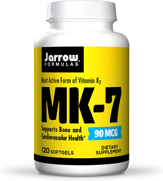 Jarrow Formulas Mk-7 90 Mcg - 120 Softgels - Superior Vitamin K Product For Building Strong Bones - Supports Heart & Cardiovascular Health - 120 Servings