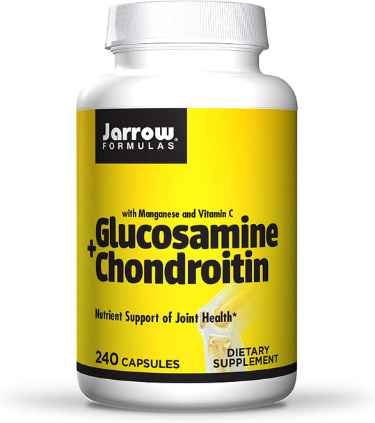 Jarrow Formulas Glucosamine + Chondroitin - 240 Capsules - Nutrient Support of Joint Health - With Vitamin C & Manganese - 60 Servings