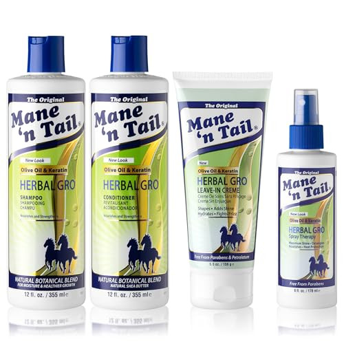 Mane 'N Tail Herbal Gro 4Pc Shampoo Kit Includes Herbal Gro Shampoo 12Oz Herbal Gro Conditioner 12Oz Spray Therapy 4Pc And Creme Therapy