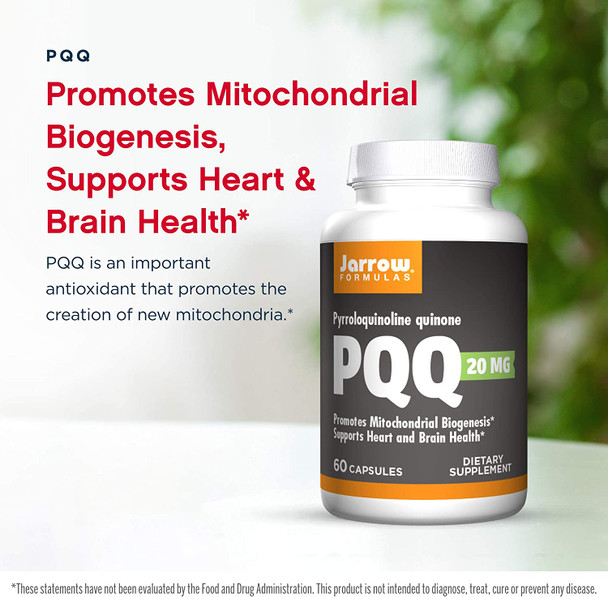 Jarrow Formulas PQQ 20 mg - 60 Capsules - Promotes Mitochondrial Biogenesis - Supports Heart & Brain Health - 60 Servings