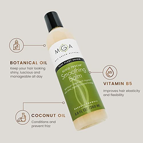 Mga Vegan Hair Smoothing Balm - Scalp Rescue Organic Formula With Keratin Repairs Rough Hair Hair Care Product With Argan Oil For Men & Women Strengthens & Add Shine To Hair Synthetic 8.8 Floz