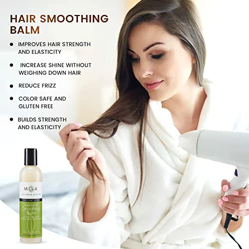 Mga Vegan Hair Smoothing Balm - Scalp Rescue Organic Formula With Keratin Repairs Rough Hair Hair Care Product With Argan Oil For Men & Women Strengthens & Add Shine To Hair Synthetic 8.8 Floz