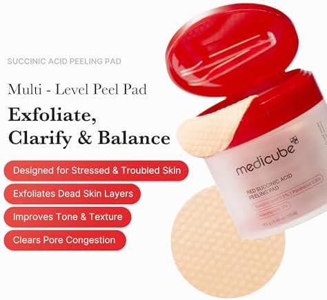 Medicube Peel & Swipe Duo: Hypochlorous Acid Rice Peel Shot And Red Succinic Pad For Smooth Clear Skin Gentle Exofoliating Duo Korean Skincare Set Stocking Stuffers Holiday Stocking Stuffers