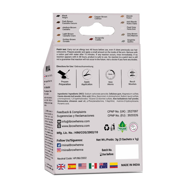 Minaibrow Henna Hair Color Professional Tint Kit With Brush Combo Pack Covers Gray Hair-Lasts Up To 6 Weeks No Ammonia No Lead Vegan & Cruelty Up To 30 Applications (Burgundy)