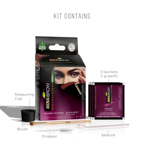 Minaibrow Henna Hair Color Semi Permanent Henna Kit (Burgundy)