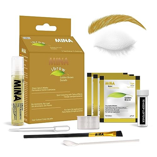 Minaibrow Hair Colornatural Spot Coloring Hair Tinting Powder Water And Smudge Proof No Ammonia No Lead With 100% Gray Convergevegan And Cruelty (Golden Brown + Oil + Brush)