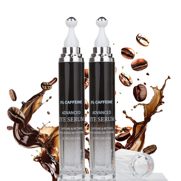 Mopayzer Caffeine Eye Cream For Puffiness & Dark Circles Under Eye Cream For Puffy Eyes Eye Bags & Wrinkles 2 Pcs Anti Aging Eye Serum With Under Eye Roller Reduces Fine Lines & Moisturize Skin.