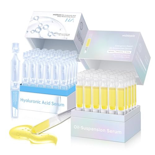 Mopayzer Skincare Serum Set 5% Hyaluronic Acid Serum + Oil Suspension 4D Hyaluronic Acid Serums For Firming & Hydrating Skin Repair & Oil-Water Balance Single Use Vial For Sensitive Skin Anti Aging Essence