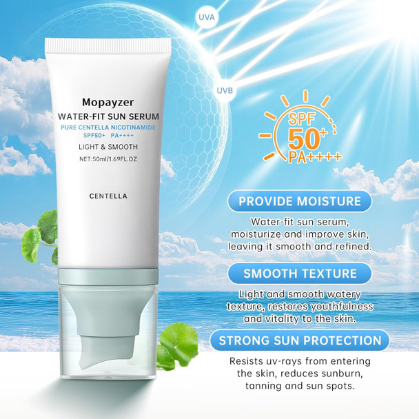 Mopayzer Centella Sunscreen Spf 50 Sunscreen For Face Water Resistant Strong Uv Protection No White Cast Centella Madagascar Face Sun Screen Oil Korean Skincare(Blue 2)