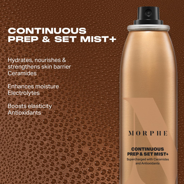 Morphe Continuous Prep & Set Setting Spray - Hydrating Setting Spray For Makeup & Skin Prep - Enriched With Ceramides And Antioxidants For A Radiant Finish (2.8 Oz)