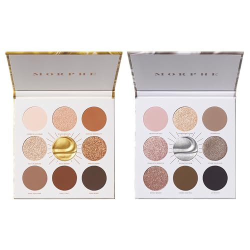 Morphe Rich & Foiled Eye Duo - Gold Seeker And Going Platinum Artistry Palettes (0.35 Oz Each) Metallic And Matte Eyeshadow Palettes For Versatile Eye Looks