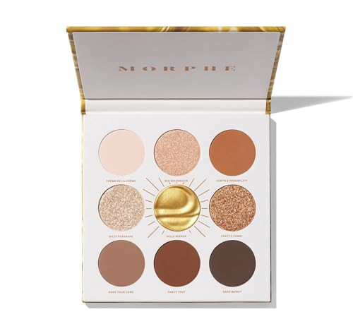 Morphe Rich & Foiled Palette & Vegan Bold Brush Duo - Gold Seeker Eyeshadow Palette + V202 & V203 Vegan Eyeshadow Brushes - Highã¢‚¬˜Impact Foil Metallic Look Kit