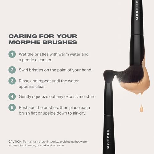 Morphe Deluxe Pointed Powder Brush - Fluffy Tapered Makeup Brush For Loose Or Pressed Powder - Cutting-Edge Synthetic Bristles For Product Pickup & Laydown - 100% Vegan - M527 (1 Count)