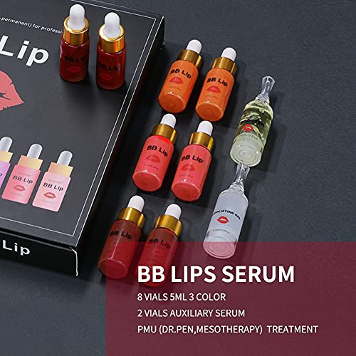 Novobey Bb Lips Serum Kit Semi Permanent Lip Make-Up Treatment 4 Color Lip Gloss Lip Tint For Lip Pigment Professional Makup Kit Including 4 Colors Liquid Lip Pigments Exfoliating Gel And Booster