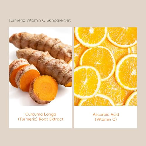 Novobey 21Pcs Turmeric & Vitamin C Skincare Set Facial Skin Care Routine Set Kit With Serum Facial Oil Soap Bar Mud Mask Etc Even Skin Tone Reduce Acne Moisturizing Women Mother'S Day
