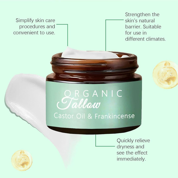 Omexry Grass-Fed Beef Tallow With Frankincense Oil & Castor Oil Organic Beef Tallow For Skin Whipped Beef Tallow Moisturizer Tallow Frankincense Balm For Face Body (1Pc 1)