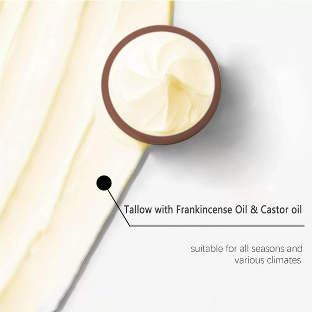 Omexry Grass-Fed Beef Tallow With Frankincense Oil & Castor Oil Organic Beef Tallow For Skin Whipped Beef Tallow Moisturizer Tallow Frankincense Balm For Face Body (1Pc 1)