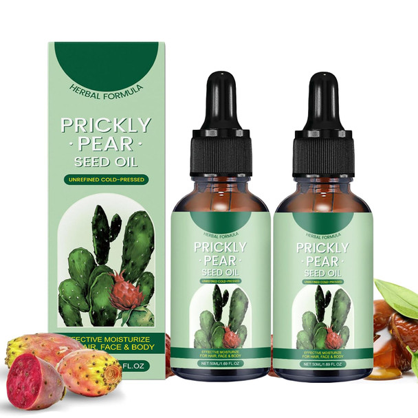 Omexry Prickly Pear Seed Oil 100% Natural Organic Prickly Pear Oil Cold Pressed Prickly Pear Cactus Oil For Face Dry Skin & Body Moisturizer (2Pc 1)