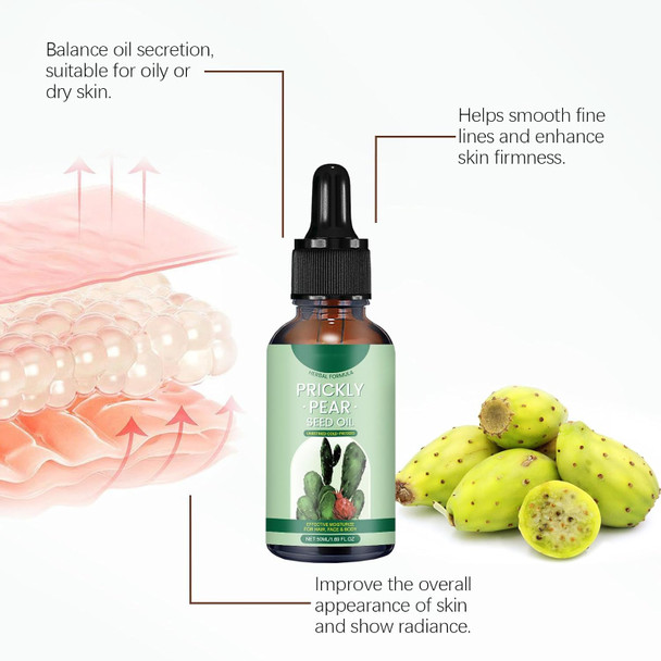 Omexry Prickly Pear Seed Oil 100% Natural Organic Prickly Pear Oil Cold Pressed Prickly Pear Cactus Oil For Face Dry Skin & Body Moisturizer (2Pc 1)