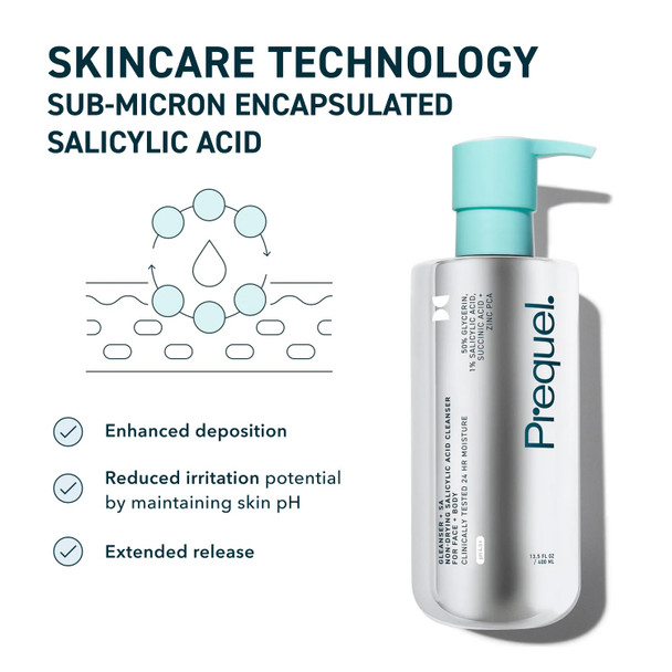 Prequel Skin Gleanser Sa Moisturizing Glycerin Face Wash1% Salicylic Acid Face Cleanser Unscented And Combination Skin Face Soap 13.5 Fluid Ounce (Pack Of 2)