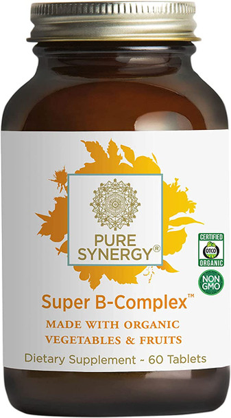 Pure Synergy Super B-Complex | 60 Tablets | Made with Organic Ingredients | Non-GMO | Made with Organic Veggies and Fruits and B Vitamins