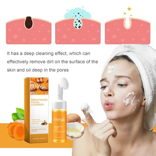 Reepic Cosmer Turmeric Facial Cleanser Deep Cleansing Facial Wash With Brush Turmeric Foaming Cleanser For All Skin (2Pcs)