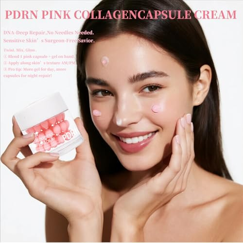 Reepic Cosmer Pdrn Pink Collagen Capsule Night Cream Anti-Aging Face Moisturizer With Salmon Dna Retinol Peptide Niacinamide For Skin Tone Korean Glass Skin Care 1.7 Fl Oz