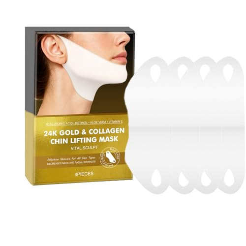 Reepic Cosmer 4 Pack V-Line Lifting Mask 24K Gold & Collagen Face Mask Anti-Aging Jawline Shaper Mask For Face Lift Hyaluronic Acid & Vitamin E