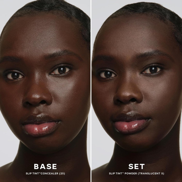 Saie Slip Tint Baked Setting Powder - Translucent Powder For Face Makeup With A Natural-Radiant Finish - Blurs Brightens & Smooths Complexion - Translucent 4 - Tan To Deep (0.24 Oz)