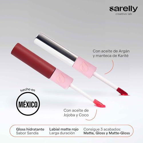 Sarelly Sarelly Lip Duo Matte + Hydrating Gloss 3 Finishes Vegan Leather Case Sarelly Creative Lab