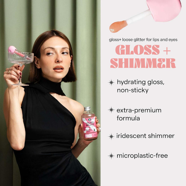 Sarelly Sarelly Lip Gloss + Shimmer Lychee Mojito & Dazzling Flakes Makeup Vegan Lip Shine Sarelly Creative Lab