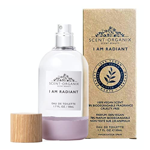 Scent Beauty Scent-Organix I Am Radiant Perfume For Men & Women - Evocative Florals Scent With Notes Of Lily-Of-The-Valley Hyacinth & Vetiver - Non-Toxic Vegan & Biodegradable Perfume - 1.7Fl Oz