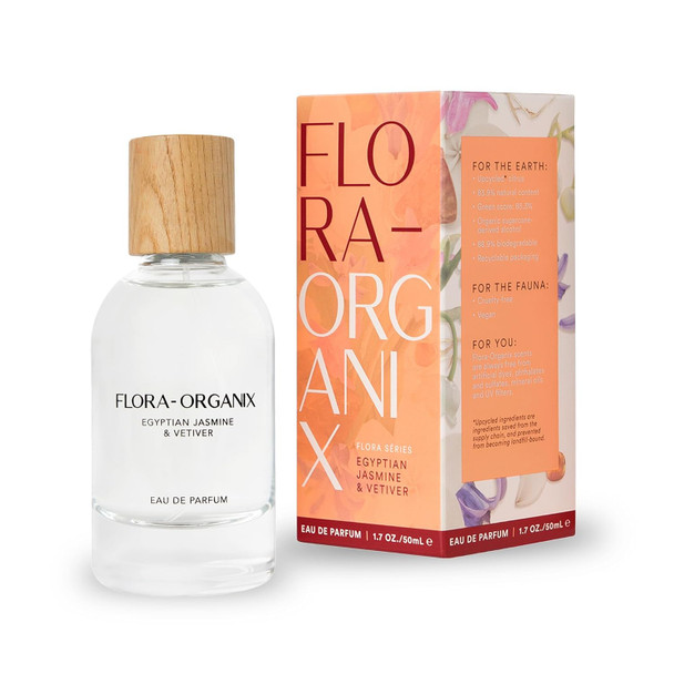 Scent Beauty Flora-Organix Egyptian Jasmine & Vetiver Eau De Parfum - Natural Perfume With Spice Floral Notes - Cruelty- Sulfate- Vegan With Natural Ingredients - 1.7 Oz