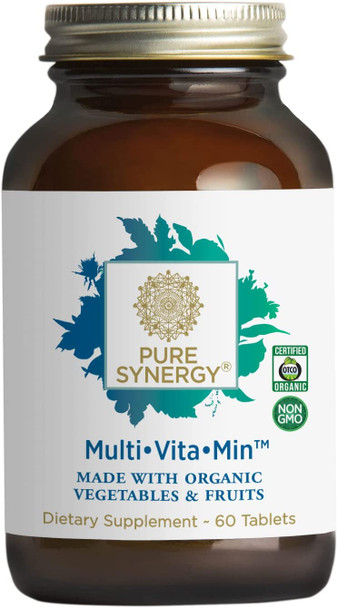 Pure Synergy MultiVitaMin | 60 Tablets | Made with Organic Ingredients | Non-GMO | Daily Multivitamin Made with Organic Vegetables and Fruits