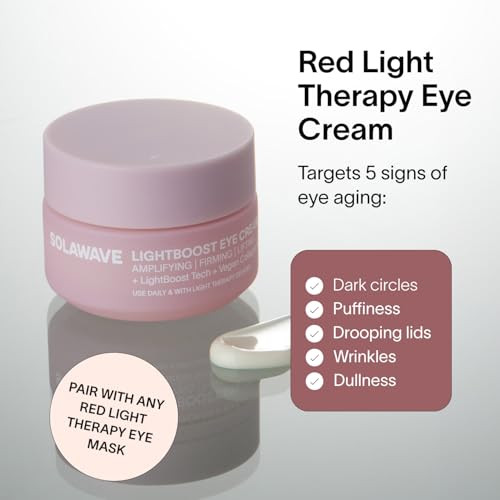 Solawave Lightboost Eye Cream Reduces Appearance Of Dark Circles Puffiness & Under Eye Bags Anti Aging Wrinkle Smoothing Brightening Hydrating & Collagen Support Enhances Red Light Therapy
