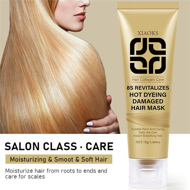 Xiaoks Xioaks Collagen Hair Mask & Keratin Hair Mask For Damaged Hairdeep Repair Conditionerhydrating And Moisturizessmoot And Soft Hair For All Hair Typell (Gold)