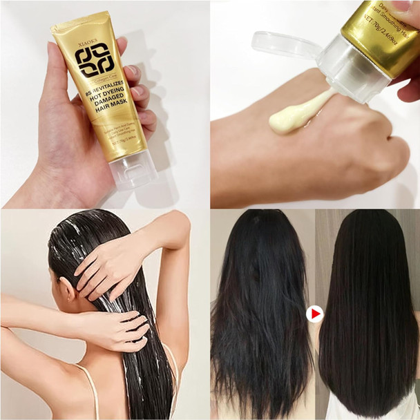 Xiaoks Xioaks Collagen Hair Mask & Keratin Hair Mask For Damaged Hairdeep Repair Conditionerhydrating And Moisturizessmoot And Soft Hair For All Hair Typell (Gold)