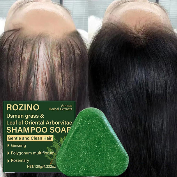 Xiaoks Shampoo Soap With Usman Grass & Leaf Of Oriental Arborvitae Infused With Ginseng Polygonum Multiflorum & Rosemary 120G Gentle & Nourishing Natural Herbal Hair Cleanser For All Hair Types (1 Pack)