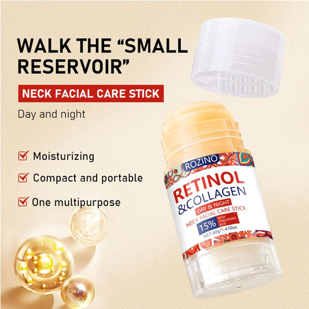 Xiaoks Retinol & Collagen Cream Stick For Neck & Faceanti-Aging Moisturizer With Hyaluronic Acid Aloe Vera & Lavender Twist-Up Face Cream For Wrinkles Dryness (1.41Floz)