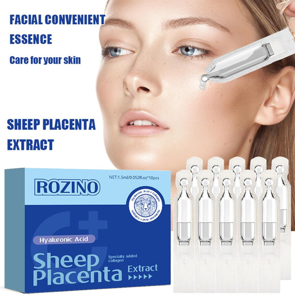 Xiaoks Sheep Placenta Essence Serumhydrating Facial Treatment With Hyaluronic Acid Collagen & Vitamin A Day & Night Use Anti-Aging Moisturizing & Brightening Travel-Friendly Skincare (0.05 Fl.Oz X 10E)