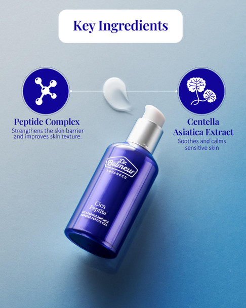Dr. Belmeur Advanced Cica Ampoule (1.7fl oz) - Soothing Hydrating Serum for Sensitive Skin Korean Skin Care Centella Asiatica Peptide Complex.