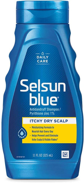 Selsun Blue Itchy Dry Scalp Anti-dandruff Shampoo, 11 fl. oz., Extra-Hydrating Formula, Pyrithione Zinc 1%