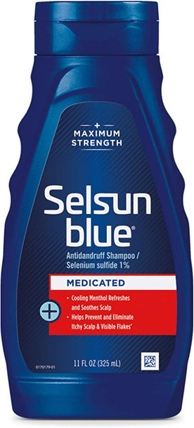 Selsun Blue Medicated Anti-dandruff Shampoo with Menthol, 11 fl. oz., Maximum Strength, Selenium Sulfide 1%