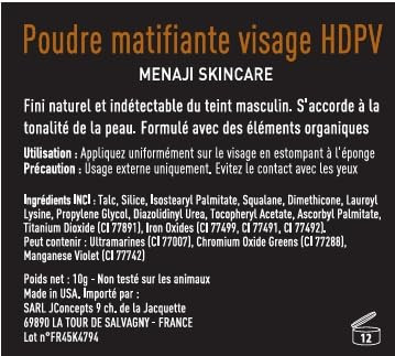 MËNAJI Anti-Shine Powder (HDPV) - Anti-Shine Face Make-Up for Men - Natural Looking Makeup - Mens Cosmetics - Bronze