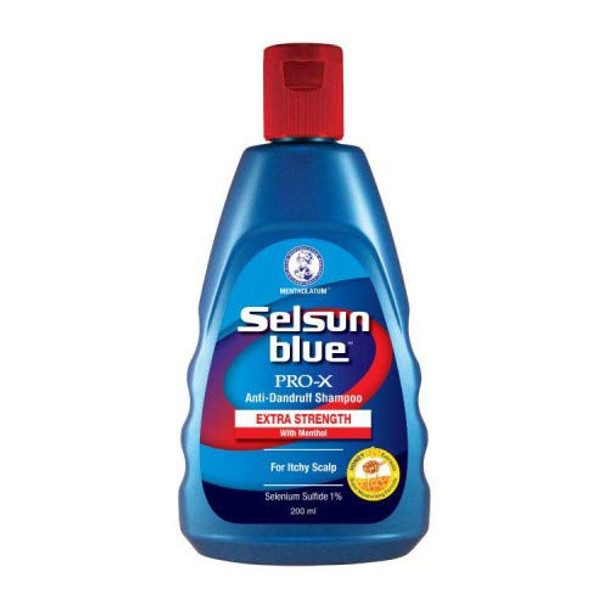 SELSUN BLUE Extra Strength Treatment Shampoo 200ml -With added Menthol to soothe itchy scalp. Indicated for the control of dandruff flaking and itching