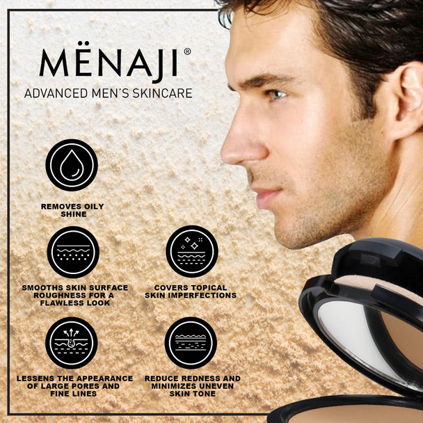 MËNAJI Anti-Shine Powder (HDPV) - Anti-Shine Face Make-Up for Men - Natural Looking Makeup - Mens Cosmetics - Sunless Tan