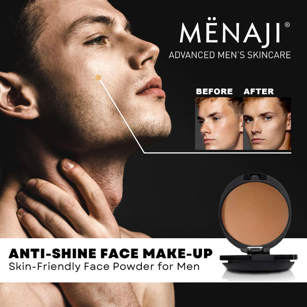 MËNAJI Anti-Shine Powder (HDPV) - Anti-Shine Face Make-Up for Men - Natural Looking Makeup - Mens Cosmetics - Sunless Tan