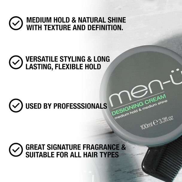 men-ü Designing Cream 100ml - Medium Hold & Medium Shine - Great signature fragrance