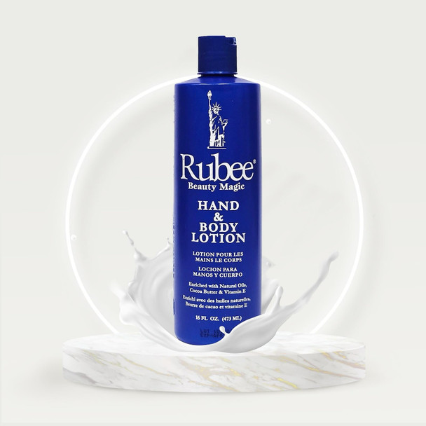 RUBEE Body & Hand Lotion- Non-Greasy Lotion for Women & Men - 16 oz. Cacao Butter Lotion for Extremely Dry Skin - Vitamin E Moisturizer - Soothes & Softens Skin